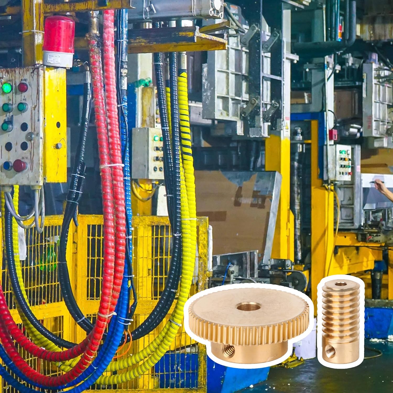 CNBTR Yellow 3MM Hole Dia Brass Gear Shaft + 31MM OD 60 T Brass Gear Wheel 0.5 Modulus Set