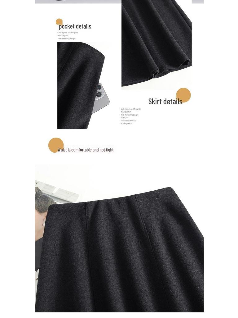 Elegant Korean Style Woolen Skirt: 2026 Winter Fashion, Elastic Waist, Slimming Bud, Mid-Length Design for Women