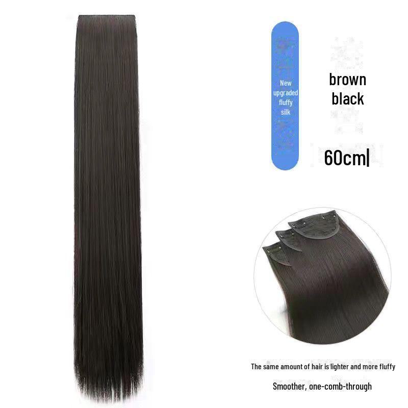 Long Hair Wigs for Women: 3-Piece Set, Straight, Voluminous, Invisible, Traceless Extensions