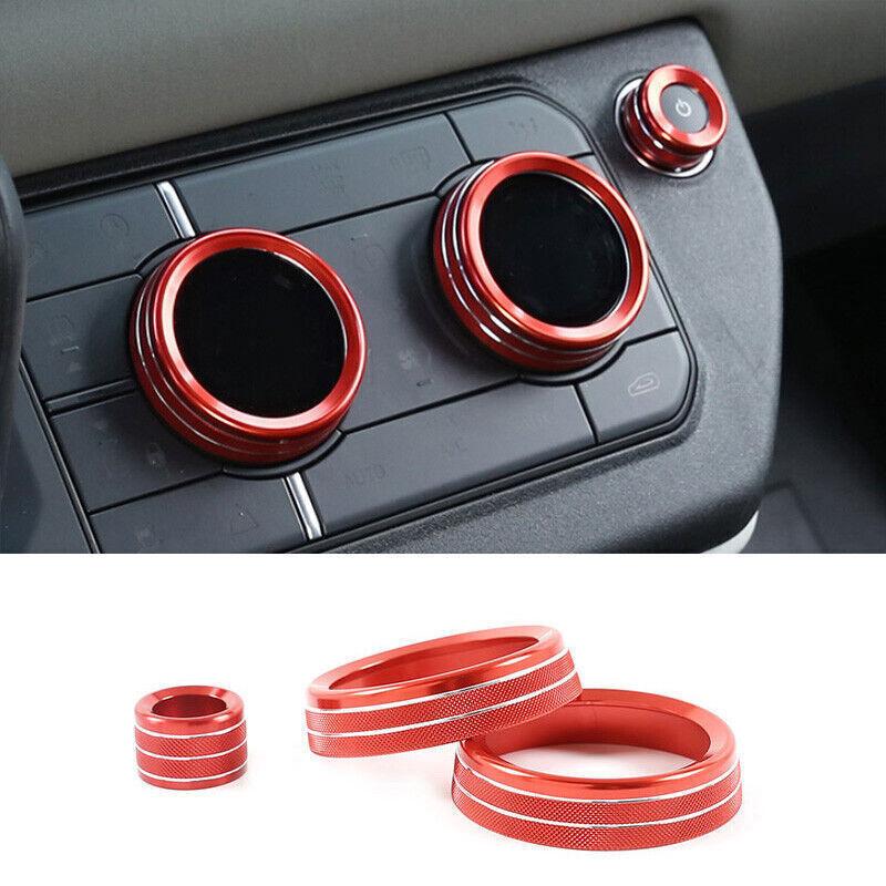 Fit For Defender 110 - Red Aluminum Central Console Ac Knob Cover Trim