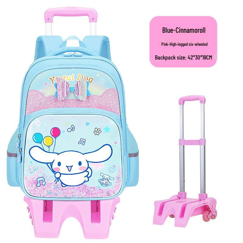 Lightweight Trolley Schoolbag for Primary School Girls - Large Capacity Backpack for Grades 1-6
