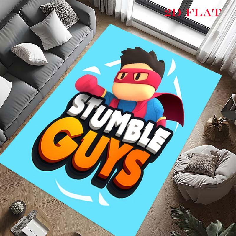 Stumble Guys Chaos Teppich für Wohnzimmer Schlafzimmer Zuhause Sofadekoration, Rutschfeste Bodenmatte für Kinder