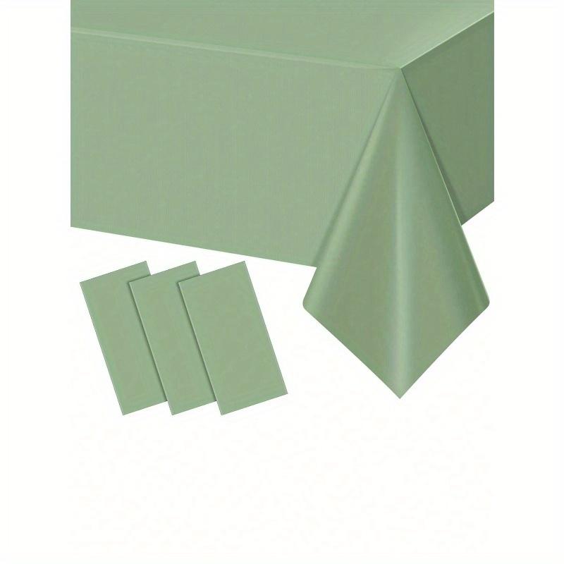 1pc Sage Green Plastic Tablecloths for Rectangle Tables, Light Green Disposable Tablecloth, Waterproof Sage Green Table Cover