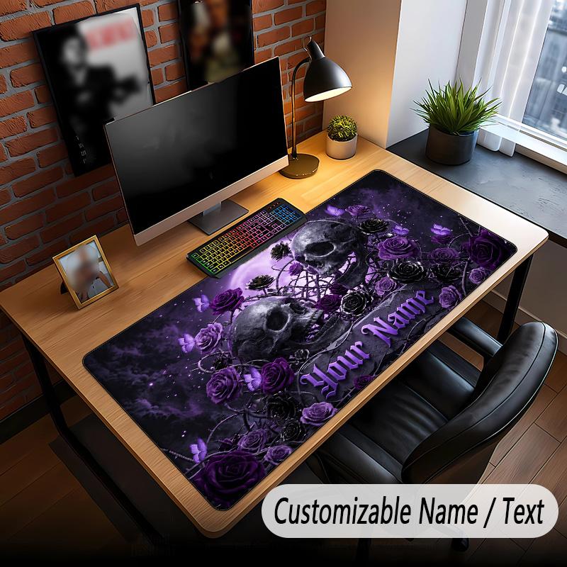 Skull Gothic Theme Custom Mouse Pad Personalized With Name Text Customized Desk Mat For Office Home Decor