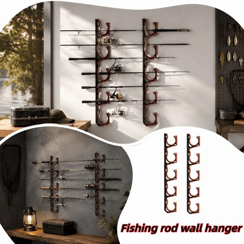 Wall Mounted Wall Mounted Fishing Rod Storage Rack Easy To Install Sturdy Structure Fishing Pole Organizer Holder Anti-Slip