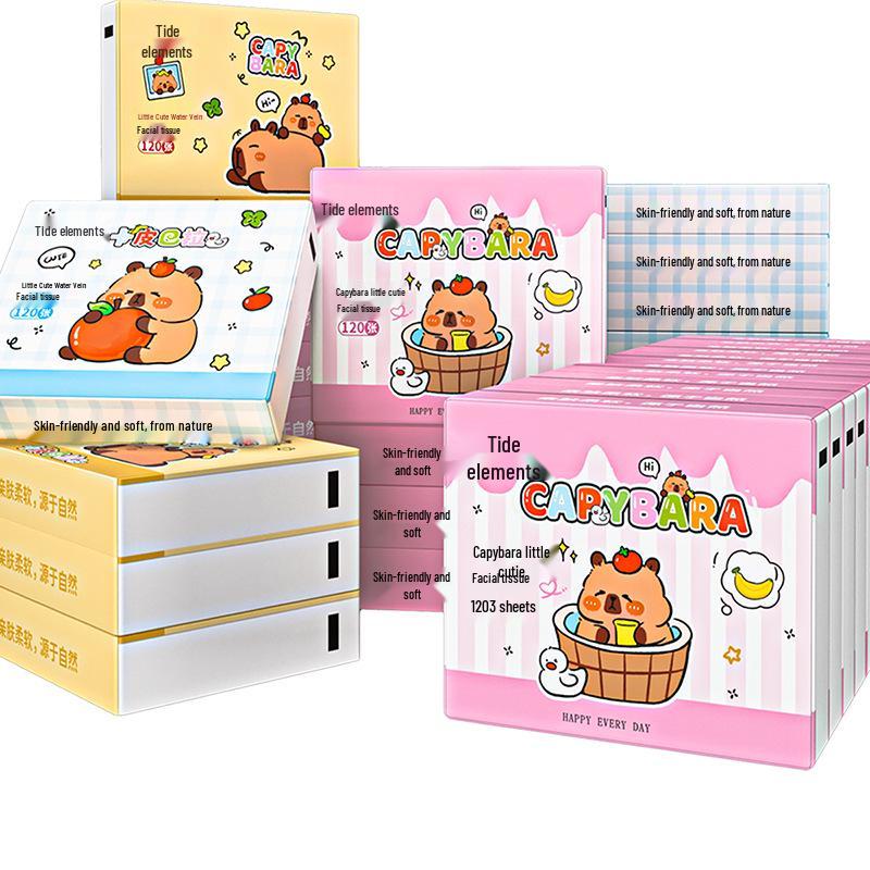 Cartoon Tissue Dispenser: Portable Bag with Printed Tissue, Virgin Wood Pulp, Wet & Dry Use