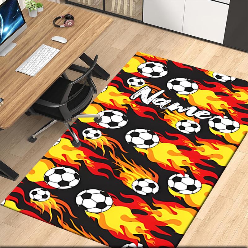 Benutzerdefinierter Fußball-Teppich mit Namen, für Bürostuhl, Wohnzimmer, Schlafzimmer, Küche, Dekor, Geschenke.