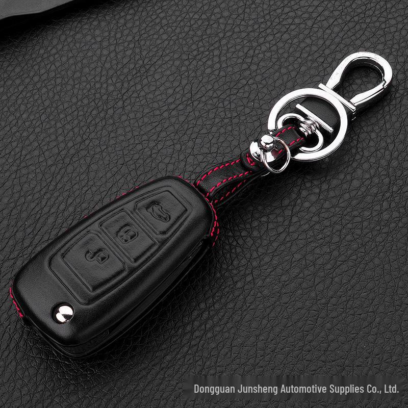 4D Leather Key Case for Ford Models: Kuga, Ecosport, Focus, Escort, Mondeo, Tourneo, Transit