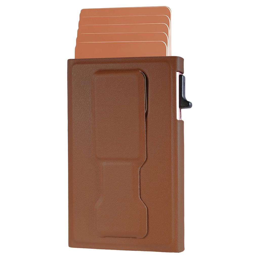 Magnetic Auto Pop-Up Card Holder for Cell Phones Back Kickstand RFID/NFC Blocking