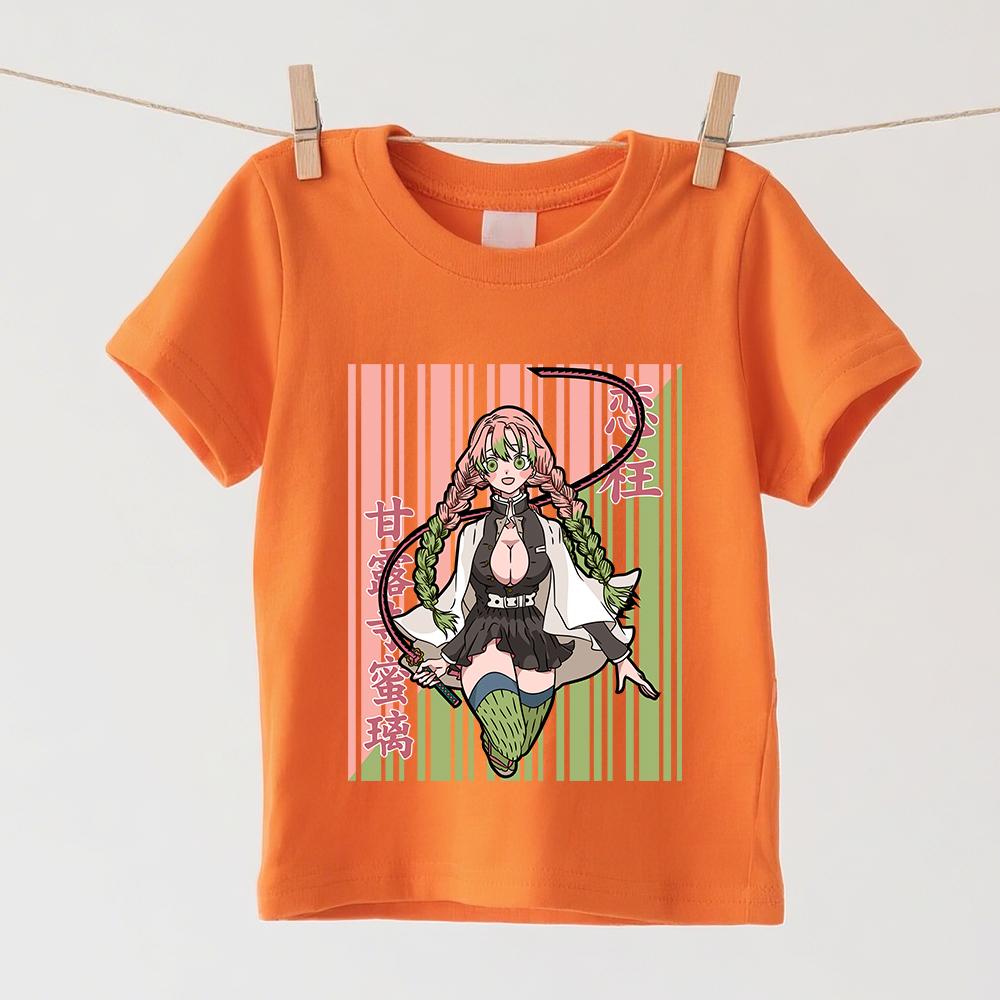 Demon Slayer Mitsuri Anime Print 100 Cotton Kids T Shirt Boys Girls Short Sleeve Summer Top Soft Casual Daily Wear