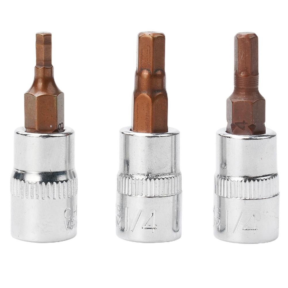 Inner Hex Socket Screwdriver Bit Set with 6pcs H3 H8 Hexagonal Tip Bits