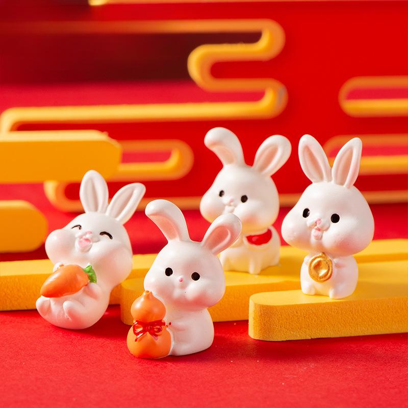 Micro Landscape Decoration Cute Cartoon New Year Rabbit Gift Rabbit Resin Decoration