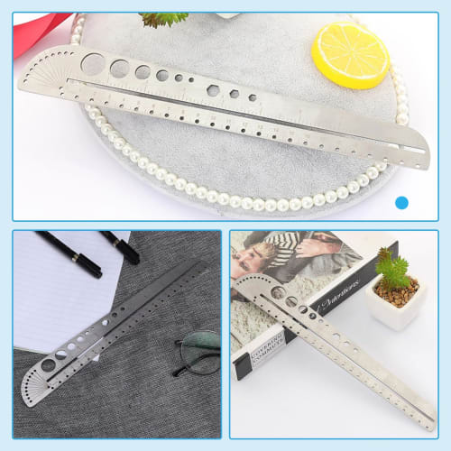 RICISUNG Circular Ruler, Metal Ruler, Multi-Function Ruler, Straight Ruler, Angle Meter, Stainless Steel, Multi-Function, Template, Drawing Board, Com