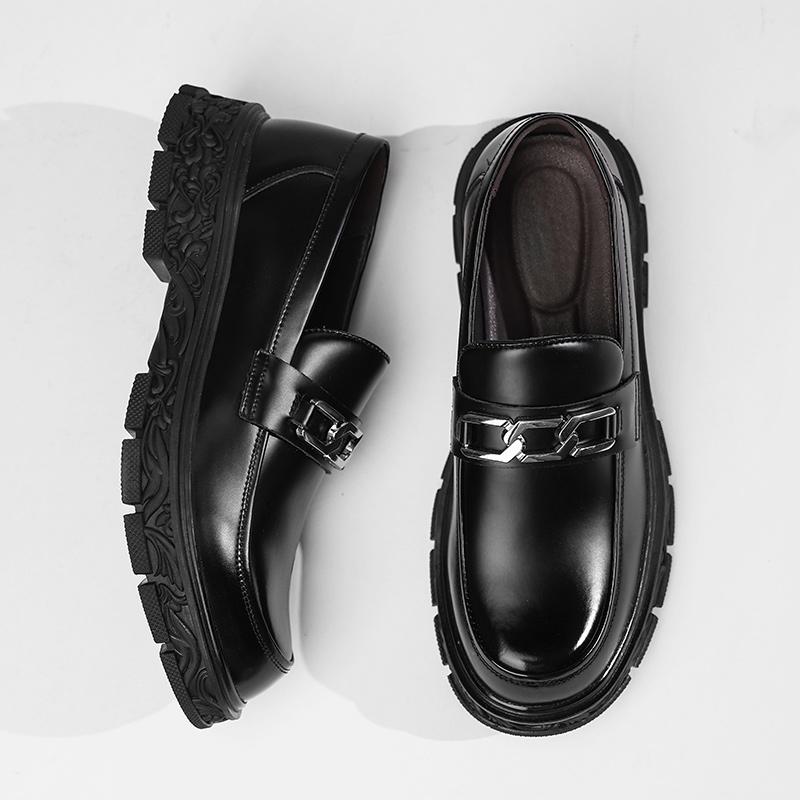 Men Leather Casual Platform Loafers Slip-On High Quality Thick Bottom Oxford Shoes Wedding Shoes JZ-90053