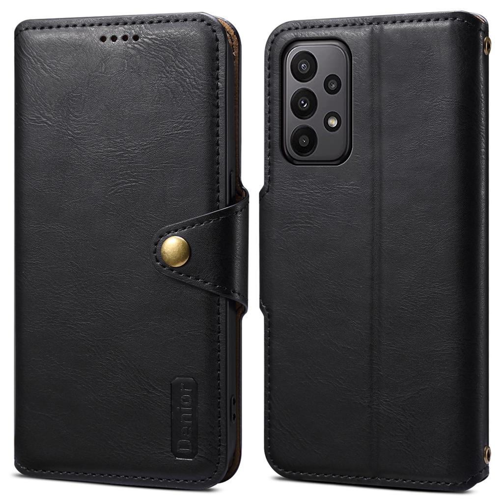 DENIOR For Samsung Galaxy A23 4G/A23 5G (Global Version) Leather Case Cowhide Texture Wallet Cover