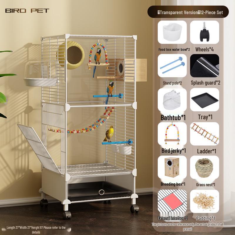 Luxury Large Bird Cage for Cockatiels, Budgerigars, Parrots with Breeding Box