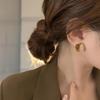 Women's Simple Gold Square Two-Tone Stud Earrings