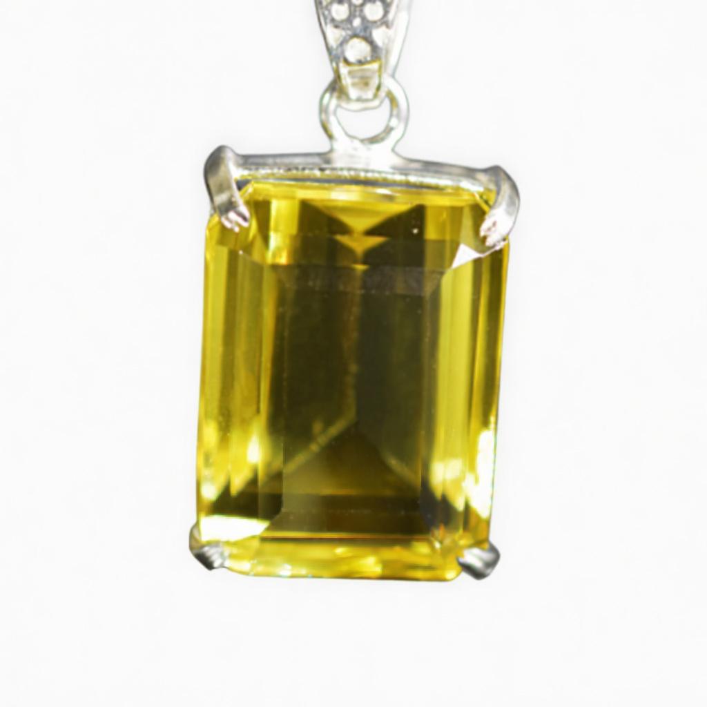Natural Yellow Topaz 925 Sterling Silver Pendant Emerald 96.35 Certified