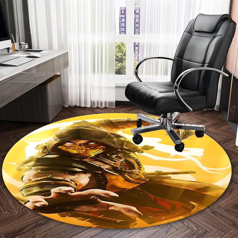 1pc Mortal Kombat4 Print Round Carpet Chair Round Carpet Suitable for Bedroom Living Room Home Decorative Carpet