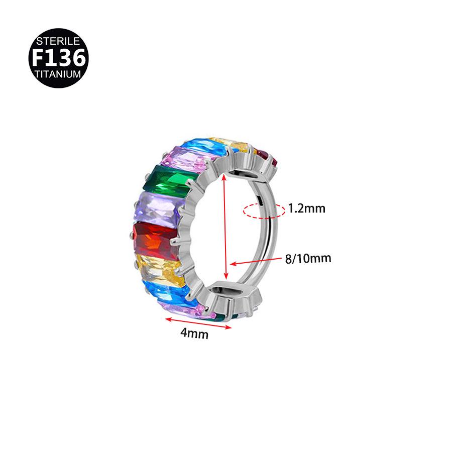 1.2mm Rainbow Inlaid F136 Titanium Alloy Nose Ring, Fashion Lip Earring Ear Cartilage Stud Piercing