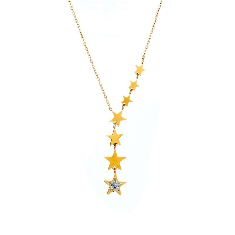 Pentagram Light Luxury Necklace Niche Tassel Pendant Women's Collarbone Chain Fashion Design Jewelry