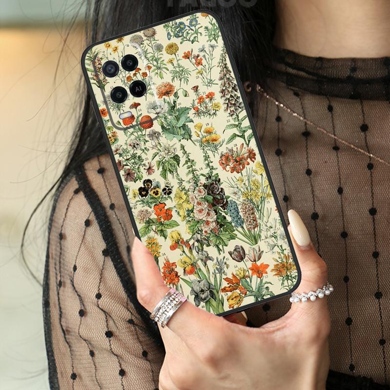 Flower Plant Art Case For Oppo A74 A94 A54 A80 A60 A40 A18 A38 A58 A78 A98 A96 A76 A16 A15 A17 A57 A77 A5 Pro
