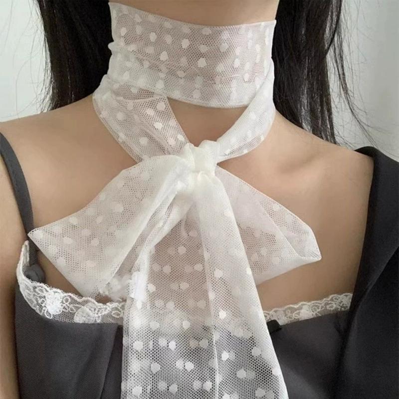 Polka Dots Chiffon Transparent Breathable Sunscreen Shawl Female Summer Thin Long Beach Towel Sun Silk Scarf