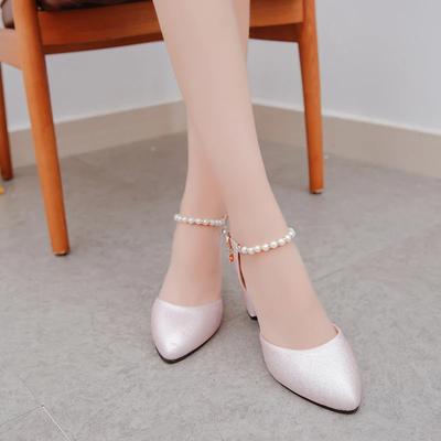 Women's Shoes Buckle Strap Women's High Heels Fashion String Bead Office and Career New Best Seller Closed Toe Sandals