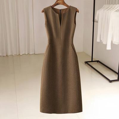 SIBISHE Women's Elegant Merino Wool Sleeveless Midi Dress