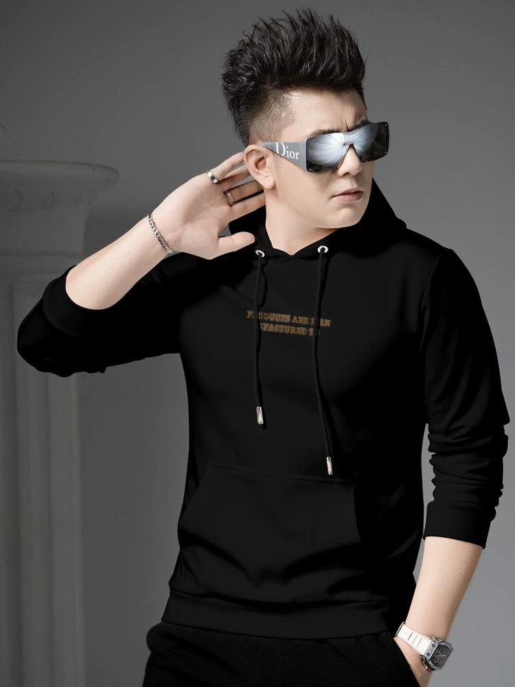 Ozhouzhan 2025 Autumn Casual All-matching Top Hoodie Men's Trendy Letters Print Hood Long sleeve Hoodie Men