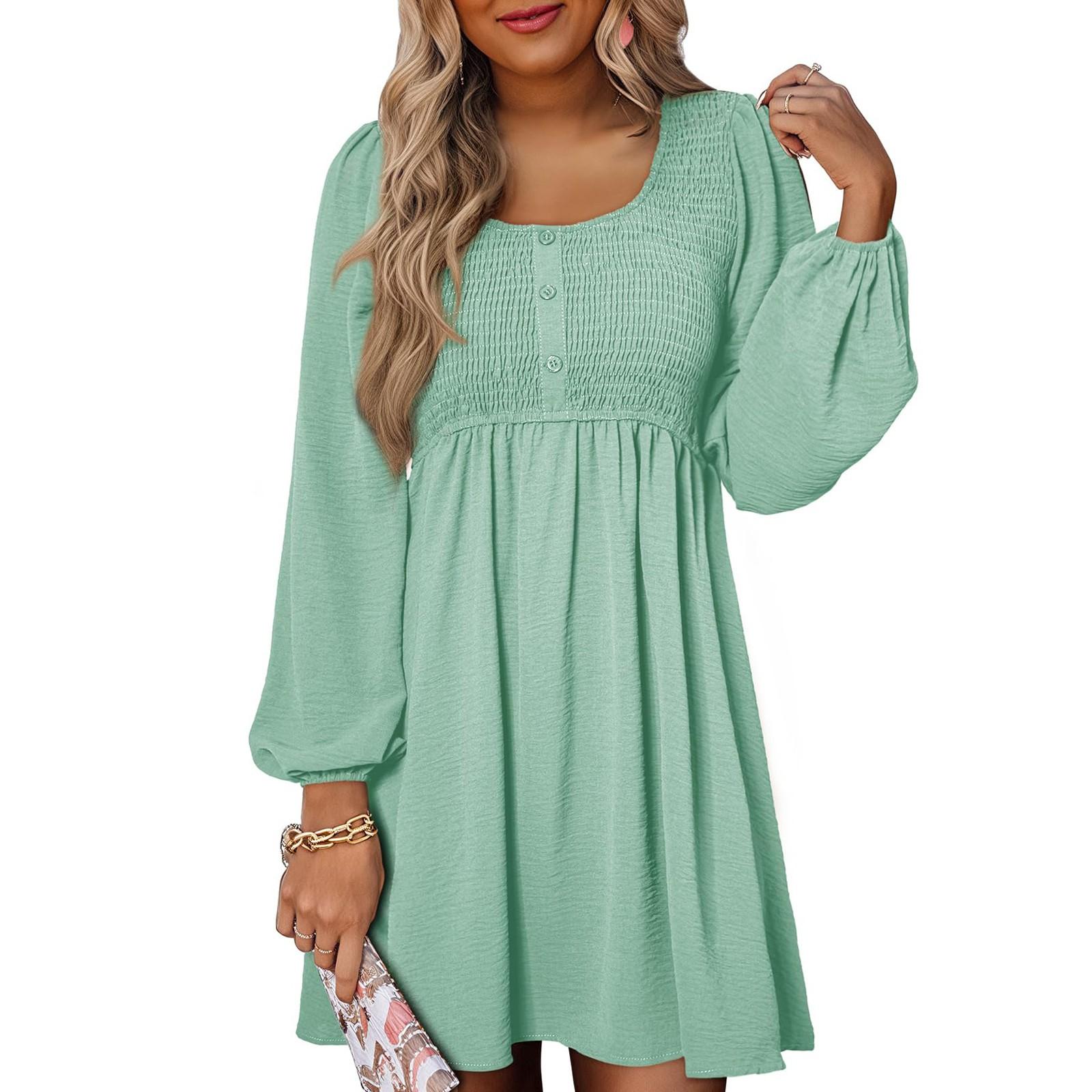 

Женское повседневное платье на пуговицах с длинным рукавом А-силуэта, однотонное винтажное длинное платье, осень и весна M