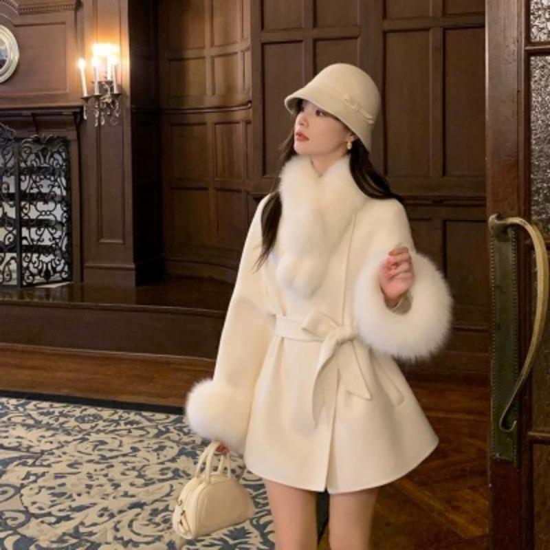 Autumn and Winter New Women's Double-sided Cashmere Cape Woolen Coat