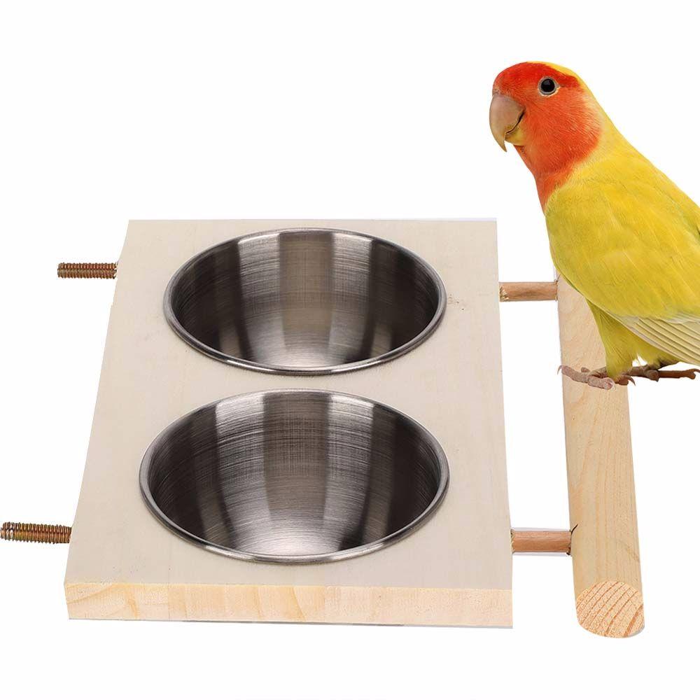 For Parrot Poultry Cage With Wooden Platform Dish Hanging Bowl Bird Feeder Pet Product Feeding Cup