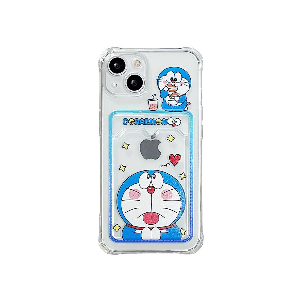 Blue Cartoon Card Insertable Apple iPhone Case for 13/14/12Pro, XR/XsMax, and 15.