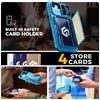 RFID Blocking Wallet Case with Card Holder Sliding Camera Cover PC+TPU Protective Case for IPhone 16e/iPhone 17e-Light Blue