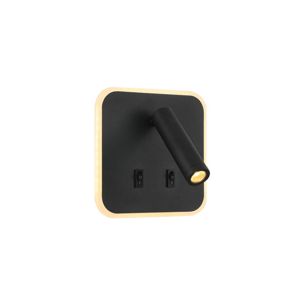 Hotel Moderne Lese-Wandleuchte USB-Schnittstelle Dimmbare LED-Wandleuchte mit Schaltern Metallgehäuse und Acryl-Lampenschirm Dekorationsleuchte