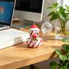 Resin Candy Stripe Duck Figurine Holiday Tabletop Decoration with Bow and Snowflake Details Festive Seasonal Ornament for Home and Office Display