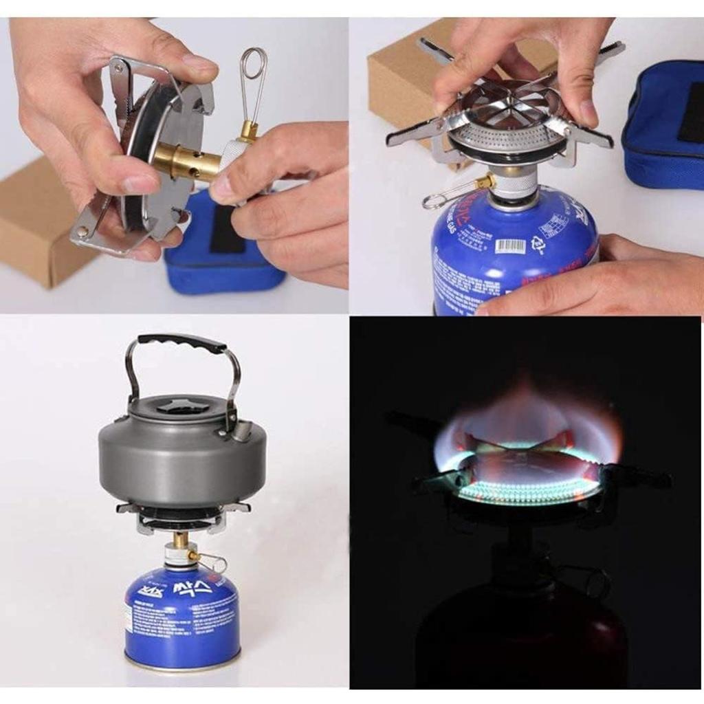 Windproof Outdoor Camping Gas Stove Portable Foldable Backpack Electronic Stove Head for Cooking Picnic Hiking Mountaineering Equipment