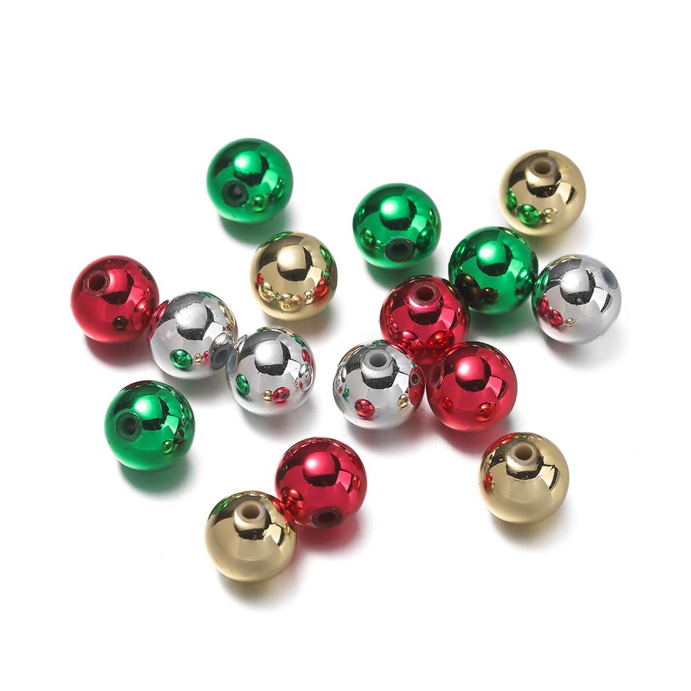 20-100pcs Christmas ABS Plastic Colorful Round Beads 6-12mm Spacer Loose Beads for DIY Earrings Bracelet Jewelry Making Supplies