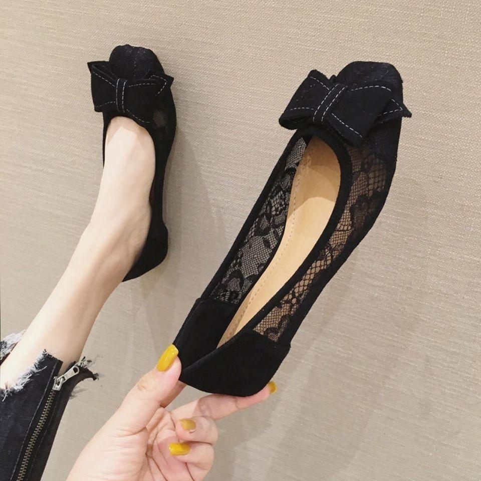 Fashion Mesh Breathable With Bow Woman Flats Summer Square Toe Shoes for Women 2025 Discount 39 Comfortable and Elegant Chic Point Shoe