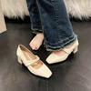Hot Selling 2025 Women Pumps New Fall Women Shoes Square Toe Chunky Heel Ladies Dress Shoes Heels Retro Shoe for Pump Heels