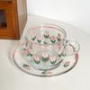 Wind Tulip Coffee Cup Saucer European Pastoral Glass Coffee Cup Saucer Set French Retro
