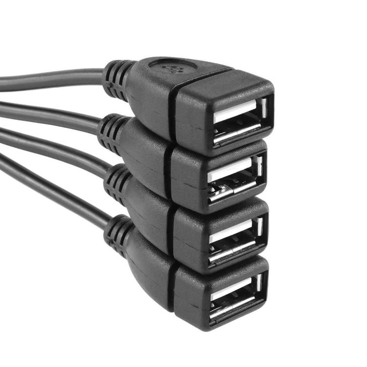 Univerzální 4portový USB 2.0 480Mbps vysokorychlostní kabelový rozbočovač pro PC(Černá)