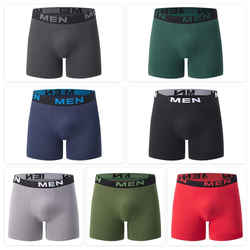 7-Pack Men's Underwear: Solid-Colour Fashion Essentials Versatile Long Boxer Briefs