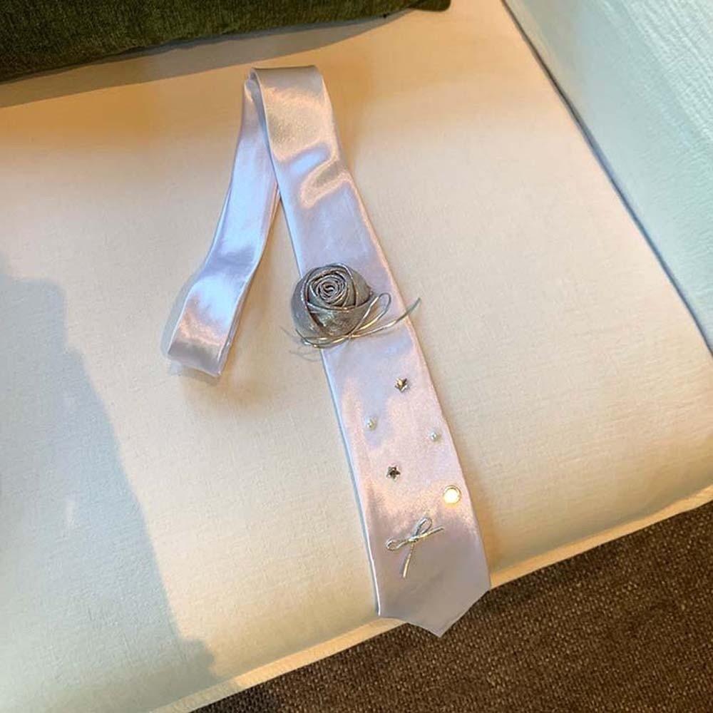 Multi-Use Satin Long Necktie Lace Narrow Long Scarf Korean Style Ribbon Bow Tie  Spicy Girl