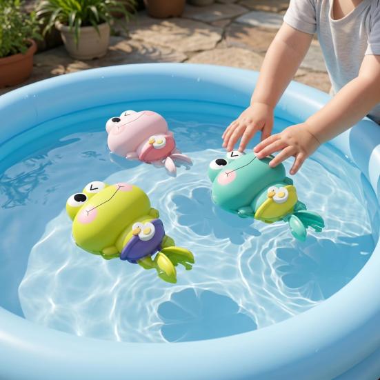 Wind-Up Frog Bath Toy Cute Swimming Frog Baby Bath Toy Kids Fun Water Play Toy for Bathroom Swimming Pool