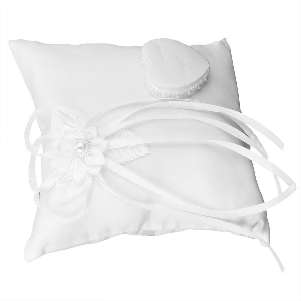 Polštář s bílým prstenem Kamélie ve tvaru srdce prstenový polštářek svatební potřeby pro svatbu večírku