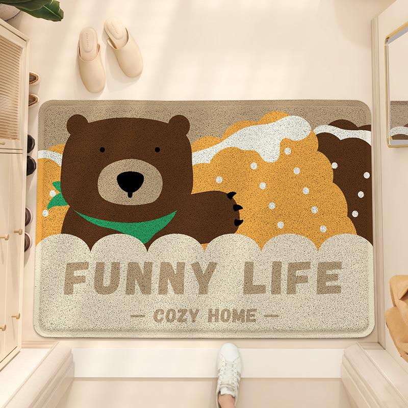 Cartoon Animal Floor Mat Entry Door Dirt-resistant Dust Removal Sand Scraping PVC Wire Ring Home Entrance Door Carpet