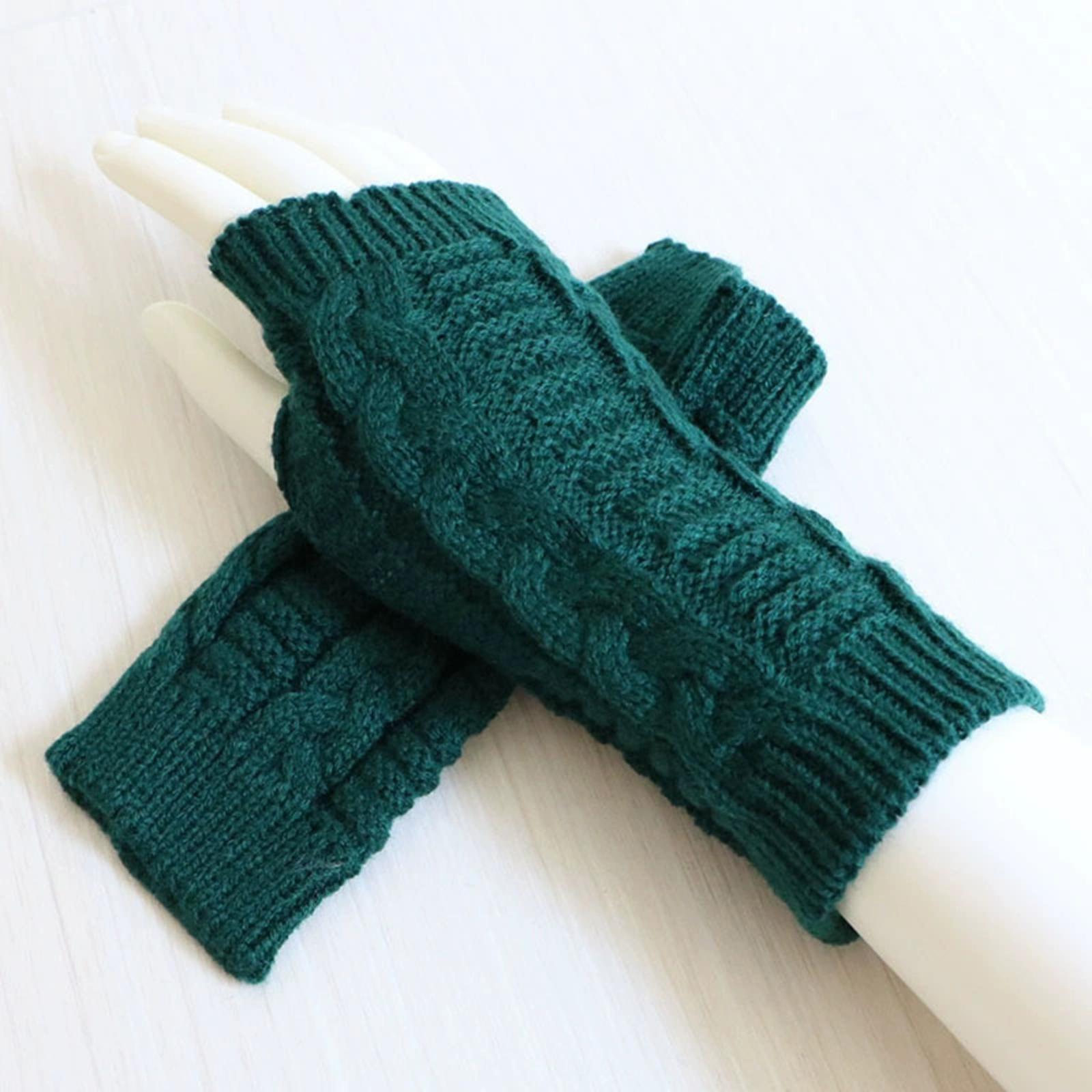 

Short Fashionable Gloves, =and Winter Unisex Knitted Wool Half-finger Warm Wrist Cuffs One Size