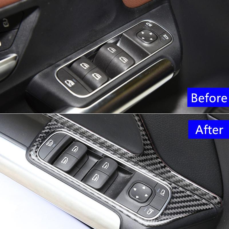 Carbon Fiber Car Window Glass Lifting Switch Frame Decoration For Mercedes Benz B Class W247 GLB  Automotive Interior